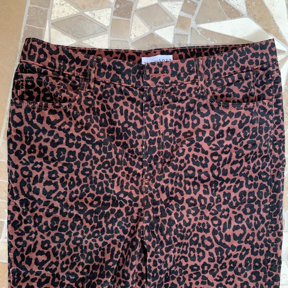 Corduroy LOFT leopard print pants NWOT SZ 31/12 jeans winter pants - Picture 4 of 10